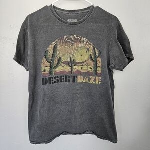 American Highway Women's Medium Acid Wash Black Desert Daze Graphic Tee T-shirt